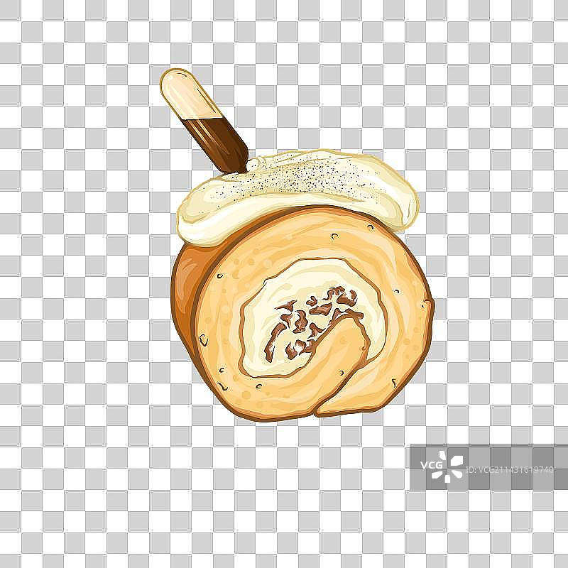 手绘甜品 蛋糕卷 咖啡奶油图片素材