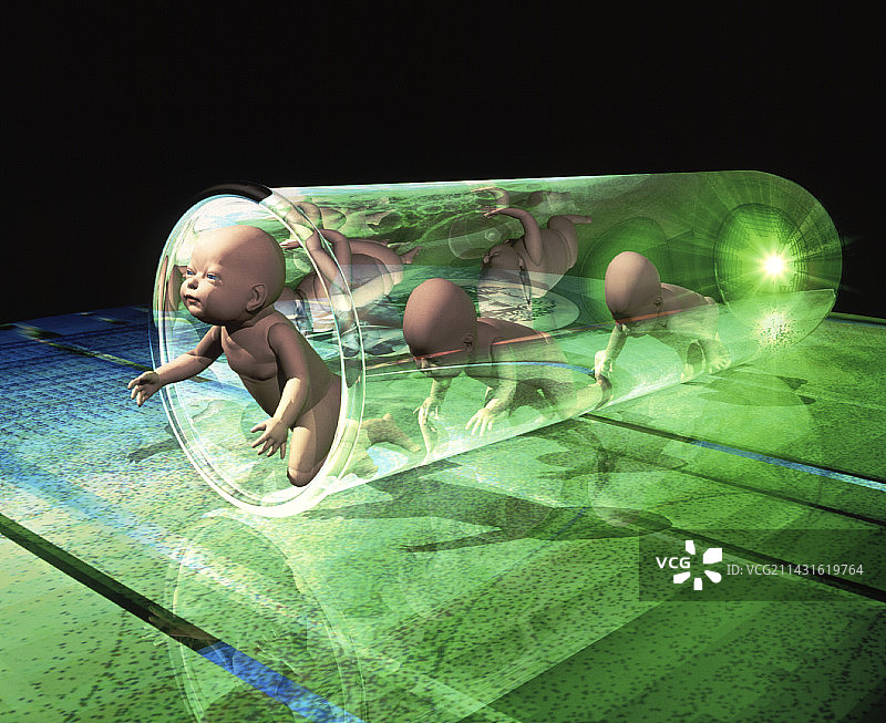 描绘人类克隆的电脑艺术作品图片素材