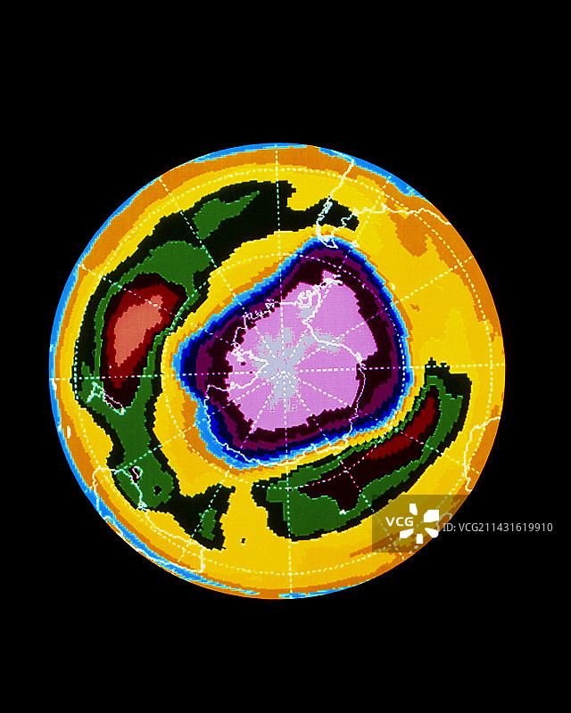 1994年10月2日南极洲上空的臭氧损耗图片素材
