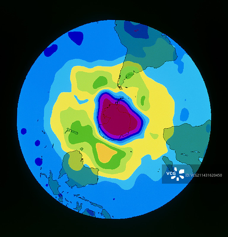 1995年10月8日南极总臭氧图图片素材