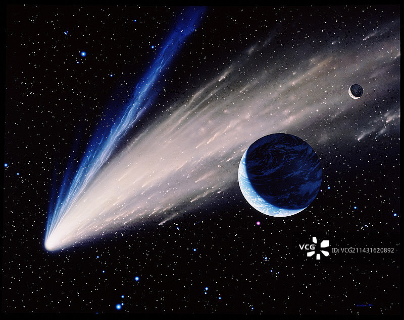 彗星飞过地球艺术画图片素材