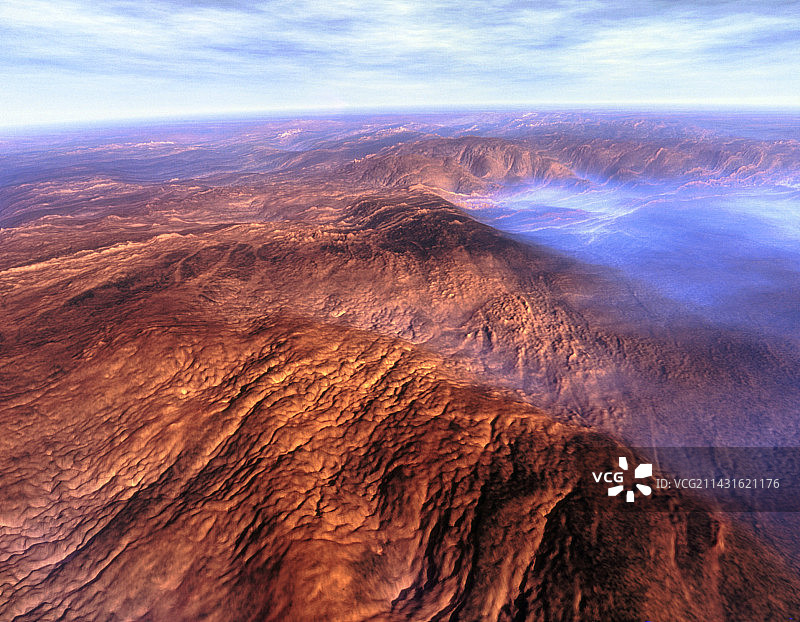 金星麦克斯韦山脉的彩色3D雷达图像图片素材