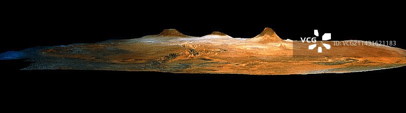 显示水手谷和塔尔西斯的火星景观图片素材
