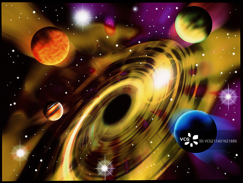 黑洞周围的行星图片素材