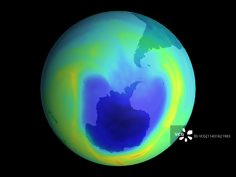 1999年南极臭氧损耗卫星地图图片素材