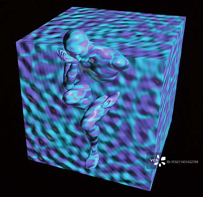 从立方体中显现的人体电脑艺术作品图片素材