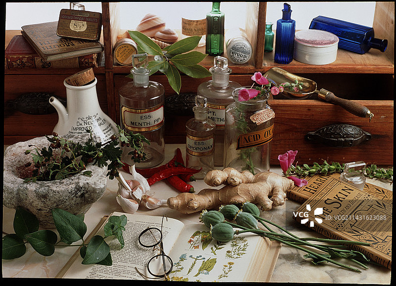 卡尔佩珀的草药书籍和草药图片素材