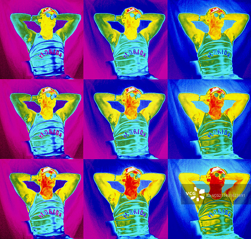 男人日光浴的热成像图图片素材