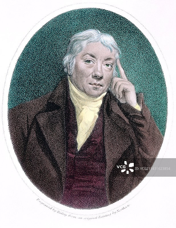 爱德华·詹纳彩色蚀刻画图片素材