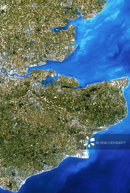 英格兰东南部的真彩色卫星图像图片素材