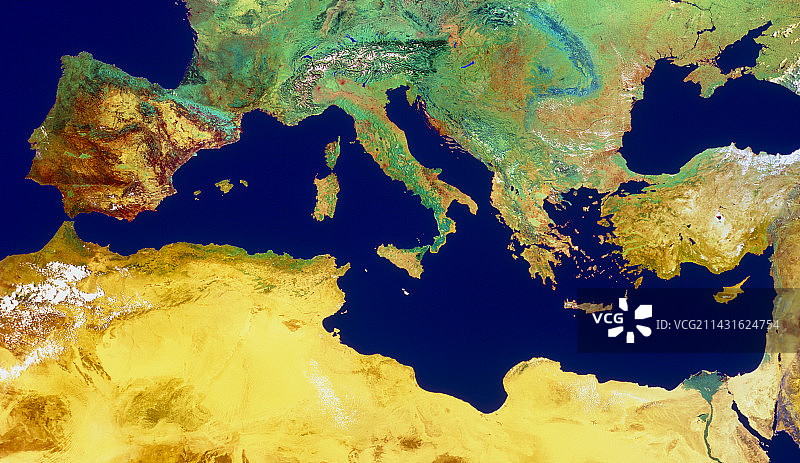 地中海卫星镶嵌图图片素材