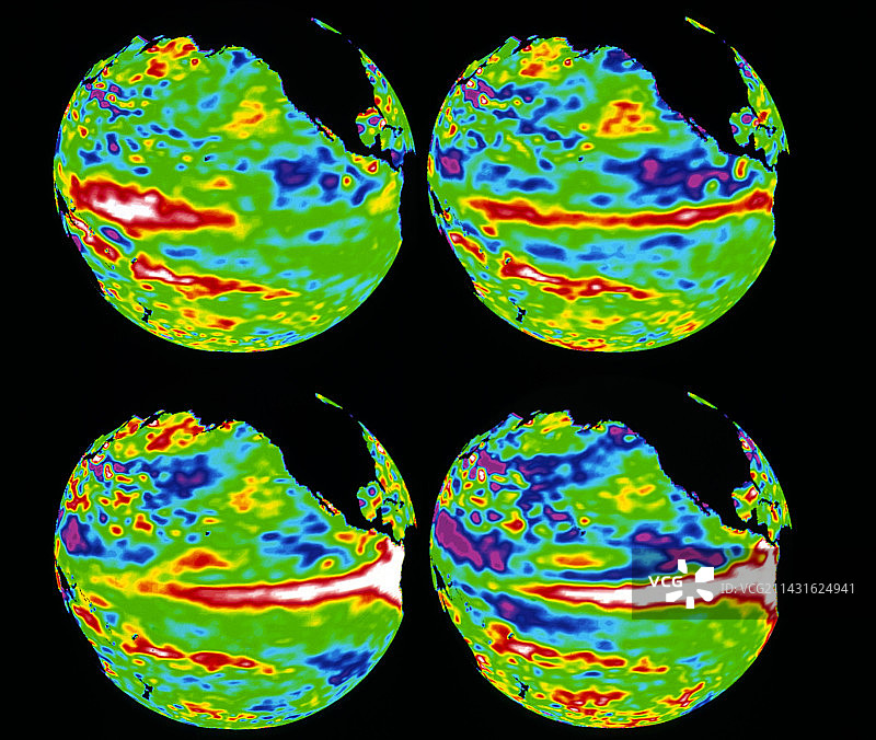 1997年厄尔尼诺现象期间的海平面高度图片素材