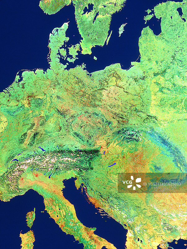 中欧卫星影像拼图图片素材