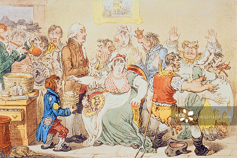 天花疫苗接种历史卡通图片素材