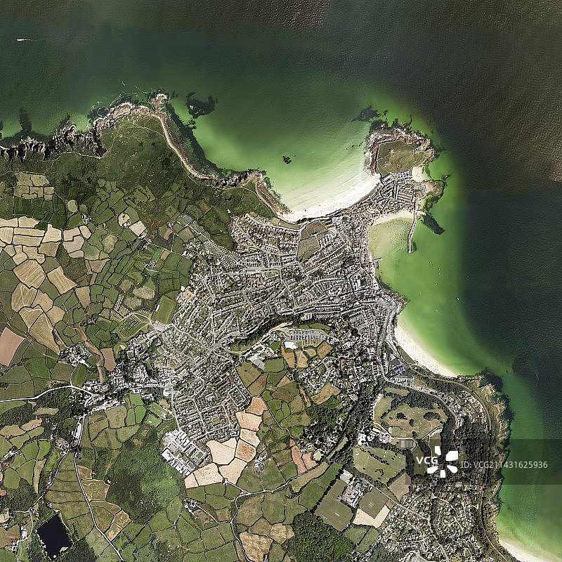 英国康沃尔郡圣艾夫斯鸟瞰图图片素材