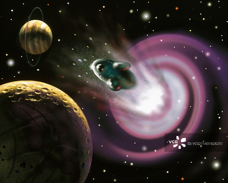 未来主义宇宙飞船和虫洞图片素材