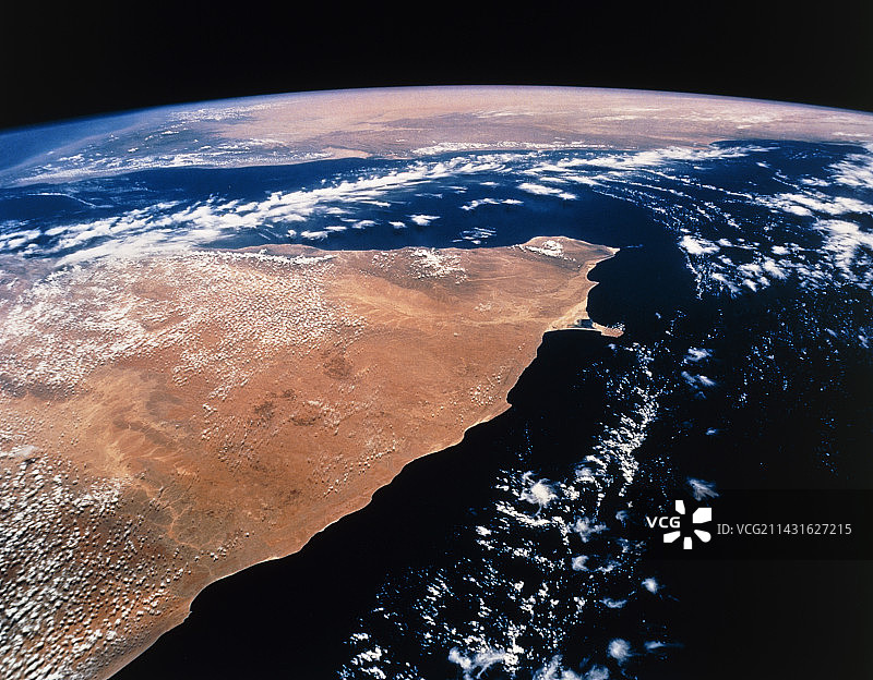 从太空拍摄的索马里北部和亚丁湾（STS-55）图片素材