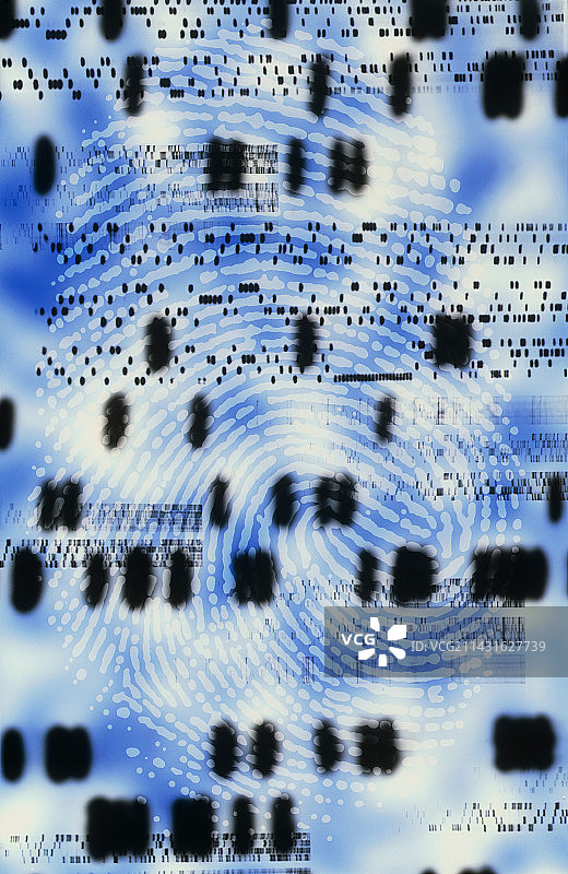 DNA序列与人类指纹艺术作品图片素材