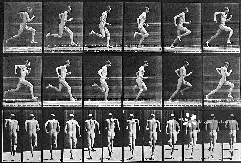 跑步男人的穆布里奇照片序列图片素材