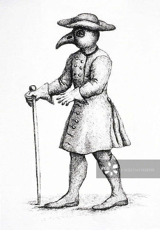 瘟疫时期医生的鸟形面具图片素材