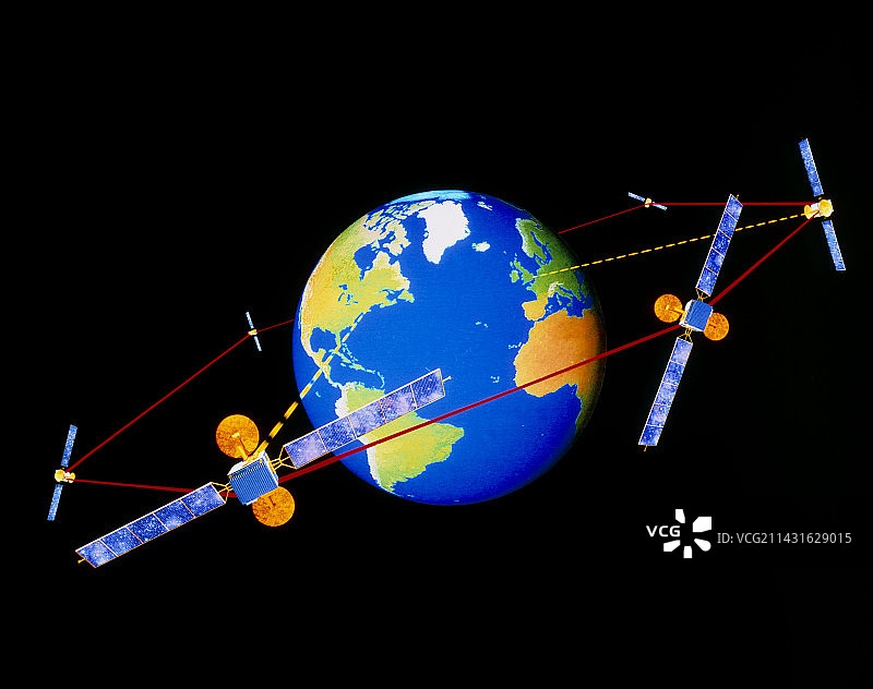 激光通信卫星连接示意图图片素材
