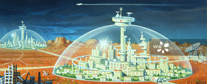 外星景观中的未来城市图片素材