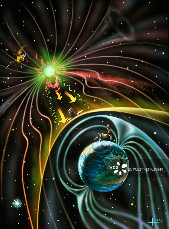 地球磁场中的卫星图片素材