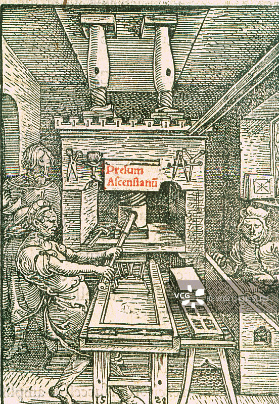 Jodocus Badius的印刷机，16世纪图片素材