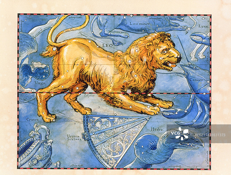 狮子座星座的历史艺术作品图片素材
