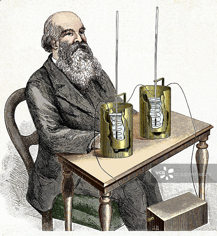 焦耳热功当量实验，19世纪40年代图片素材