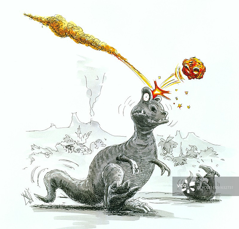 恐龙灭绝的卡通画图片素材