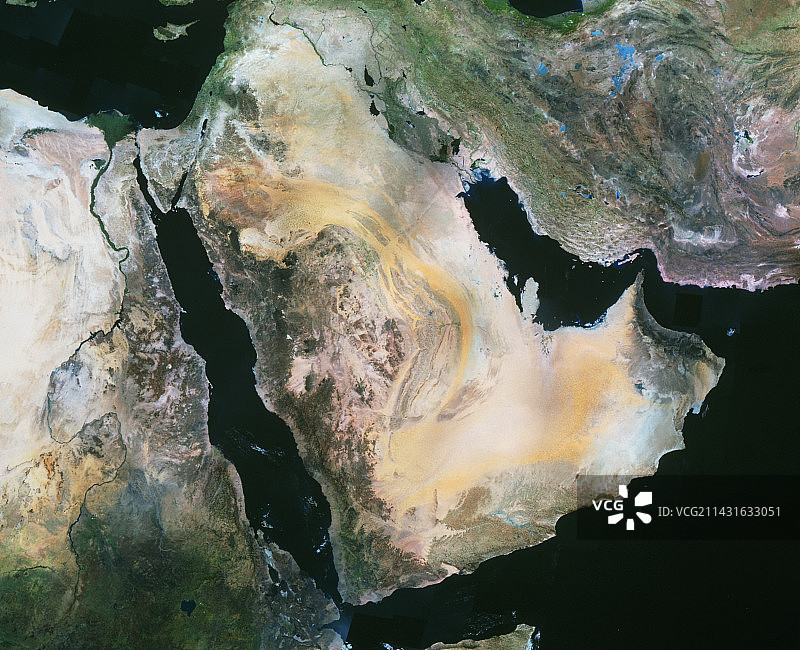 阿拉伯半岛卫星图像图片素材