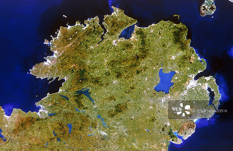 爱尔兰阿尔斯特的真彩色卫星图像图片素材