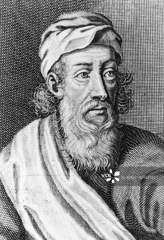 古希腊哲学家毕达哥拉斯的雕刻画像图片素材