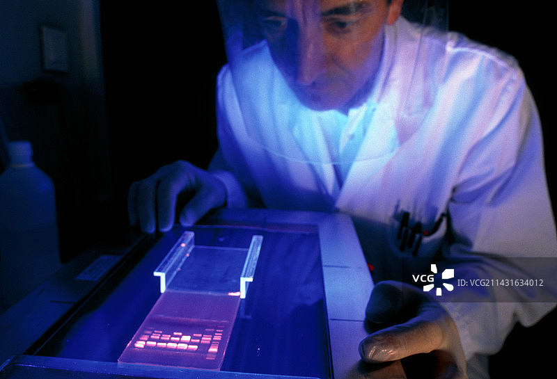 技术人员进行DNA测序图片素材
