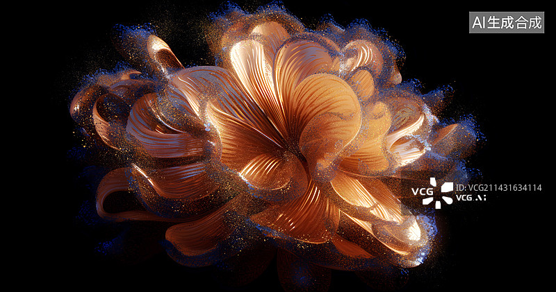 【AI数字艺术】盛开的花朵粒子抽象画图片素材