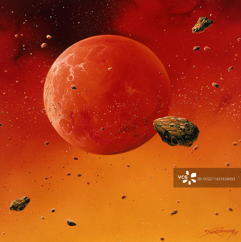 小行星撞击早期地球图片素材