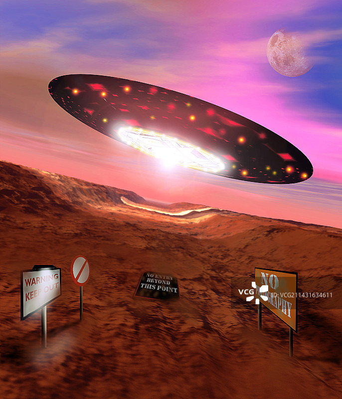UFO飞越51区的电脑艺术作品图片素材