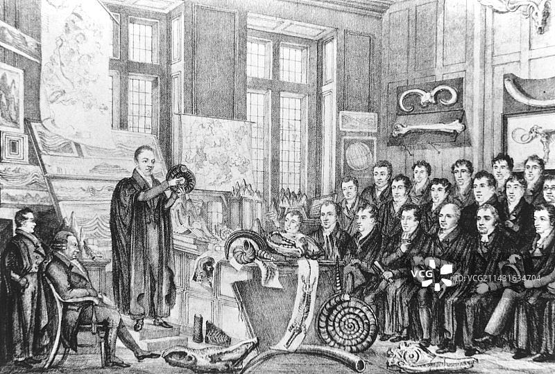 英国地质学家威廉·巴克兰讲课图片素材