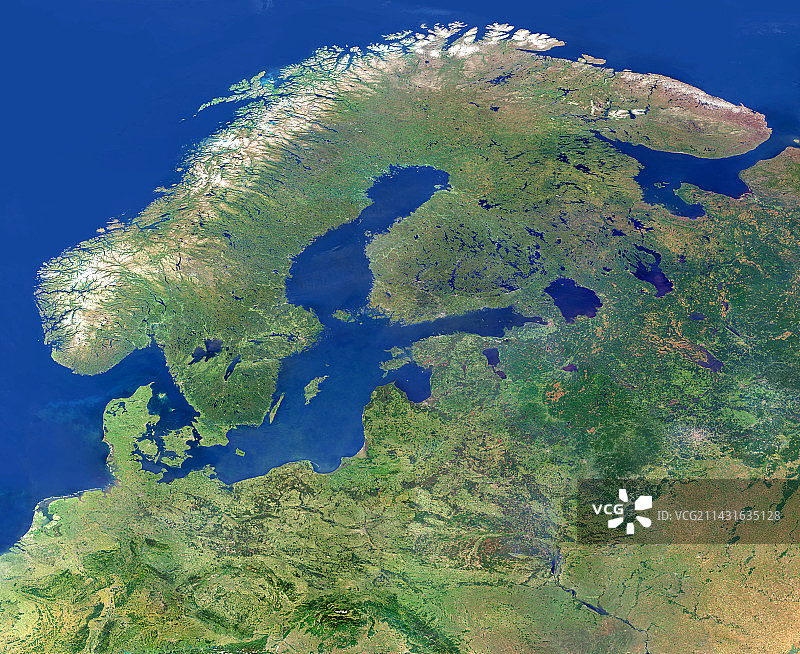 斯堪的纳维亚卫星图像图片素材