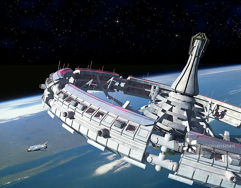 绕地球运行的空间站图片素材