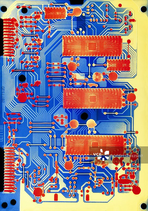 电路板彩色X光片图片素材