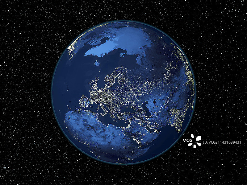 夜晚的欧洲卫星图像图片素材