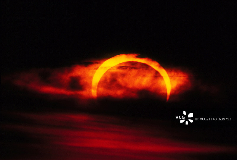 1992年4月1日，加利福尼亚州日环食图片素材