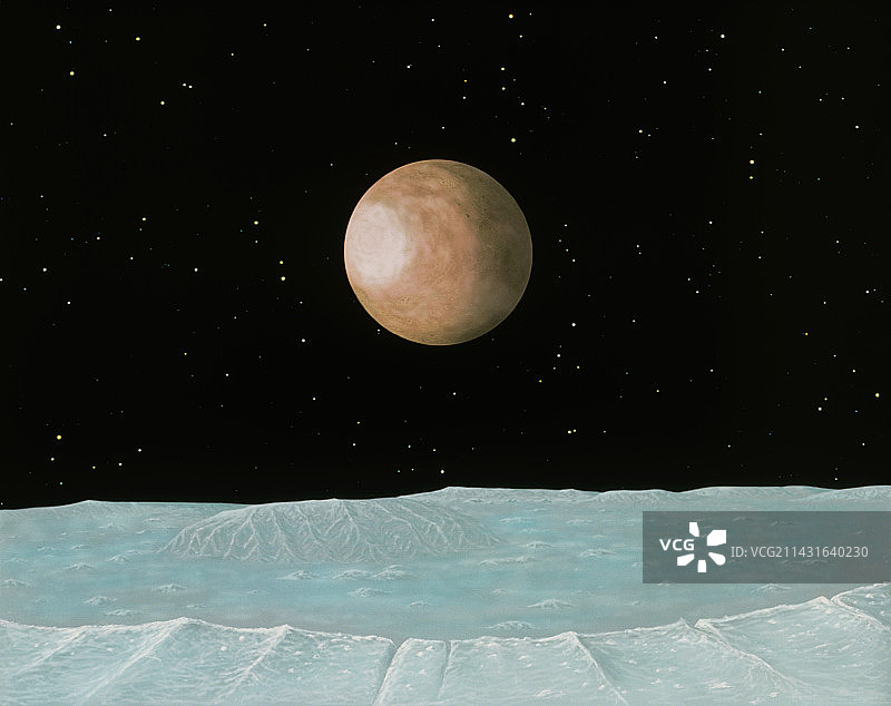 从冥王星卫星看到的冥王星景象图片素材