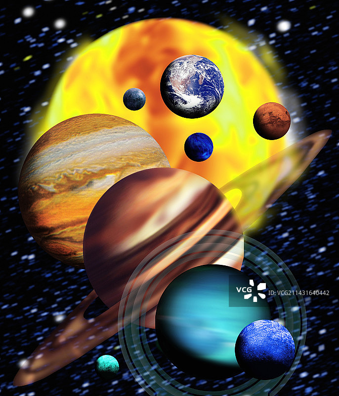 行星及其相对大小图片素材