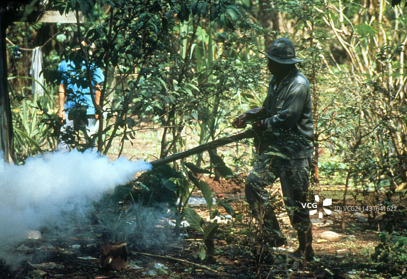 喷洒杀虫剂以消灭疟蚊图片素材