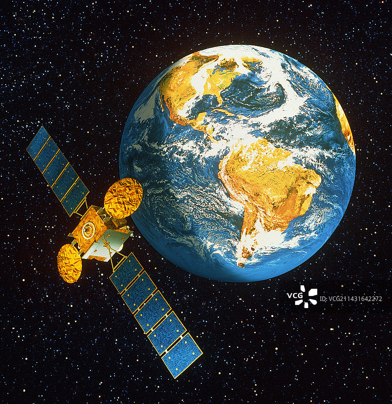 地球通信卫星艺术画图片素材