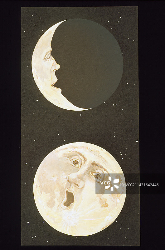 月亮上的人插画图片素材