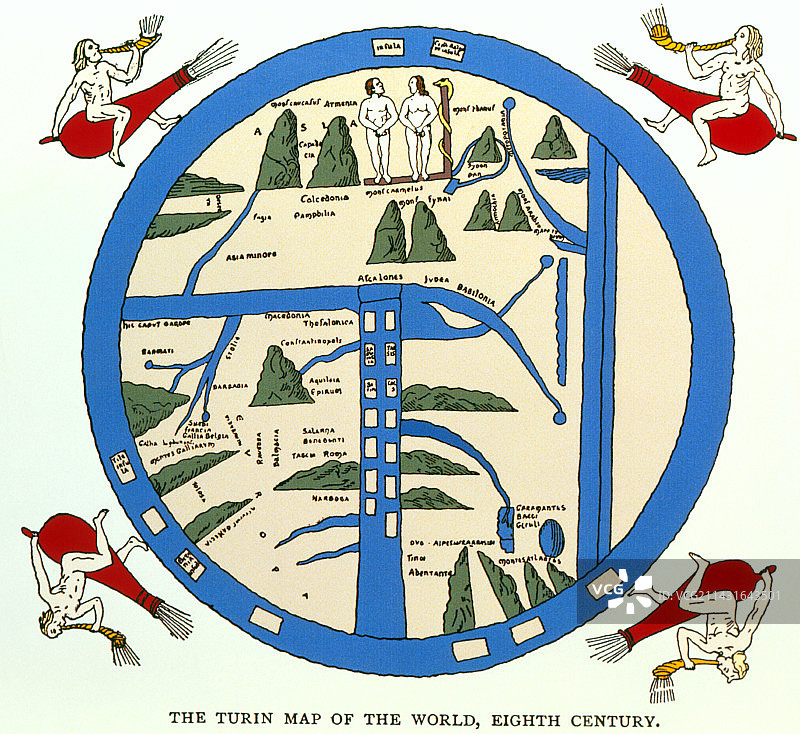 8世纪彩色都灵世界地图图片素材